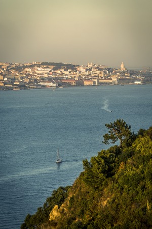 Scenic view on Lisbon city during sunset, Portugal.の写真素材