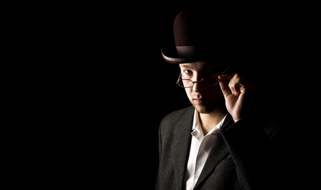 Portrait of young and attractive gentleman in retro style.の写真素材
