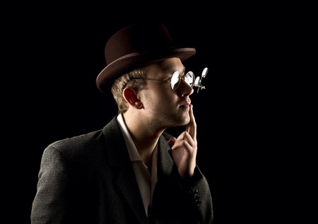 Portrait of young and attractive gentleman in retro style.