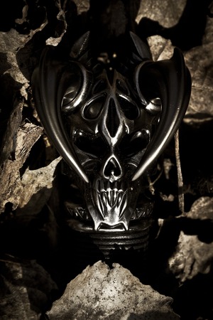 Close up of the swords handle with skull on it.の写真素材