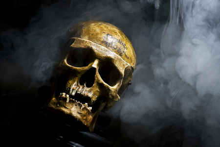 Close up of gas mask on black background.の写真素材