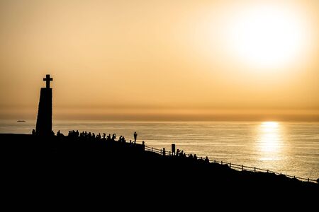 Dramatic Sunset Landscape at Cabo da Roca, Portugal Seascape European Travel Destinationの写真素材