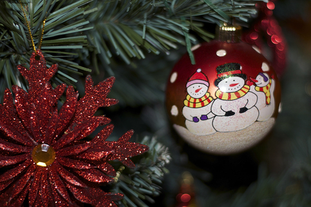 nice colorful glowing christmas ballsの写真素材