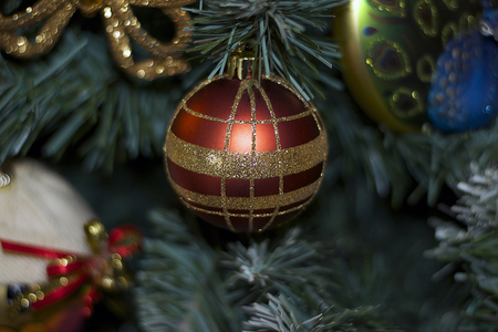 nice colorful glowing christmas ballの写真素材