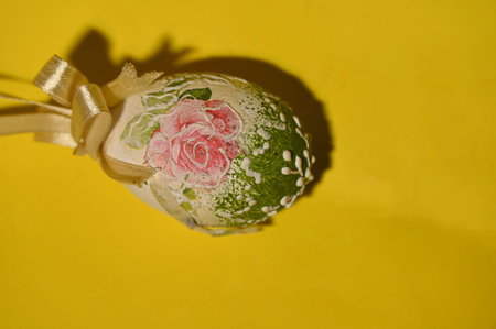 the very nice colorful easter egg close up