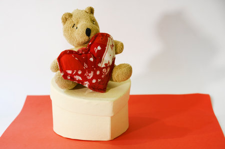 very small teddy bear close up valentine s dayの写真素材