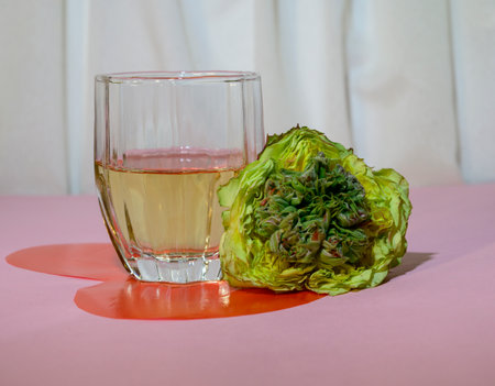 beautiful valentines day colorful flower and glassの写真素材