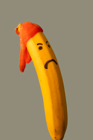 one sad banana fruit with color  slimeの写真素材