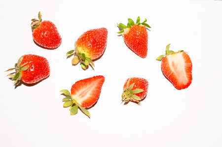 strawberry  fruit whole in half close up