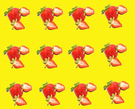 fruits patterns yellow background close up
