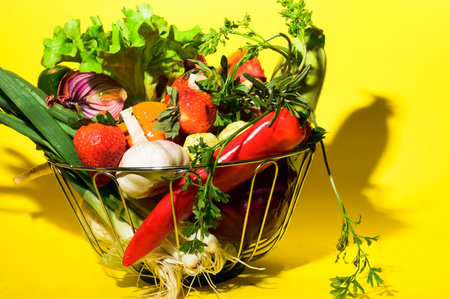 vegetables and fruits very nice fresh healthy food close upの写真素材