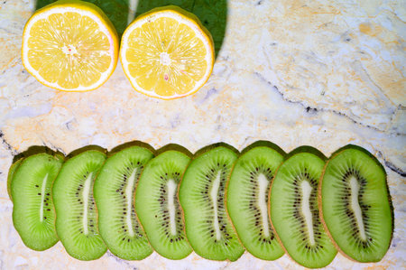 fruits very fresh kiwi colorful background close upの写真素材
