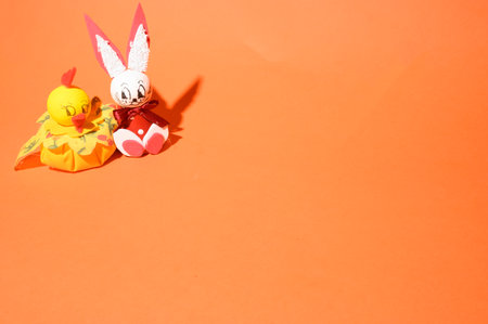 flower and small rabbit composition close upの写真素材