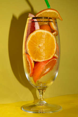 fruits very nice cut in half fruit in the glassの写真素材