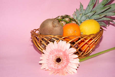 fruits very fresh healthy food in the basketの写真素材