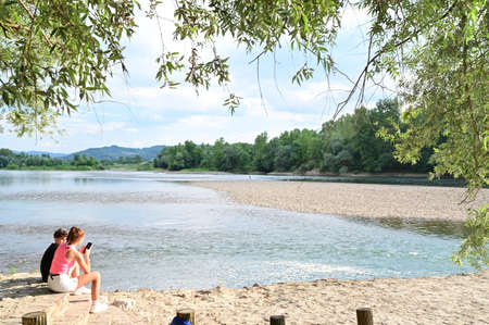 river very nice limpid water close up in the natureの写真素材