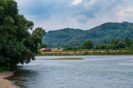 very pretty clear river Drina  close upの写真素材