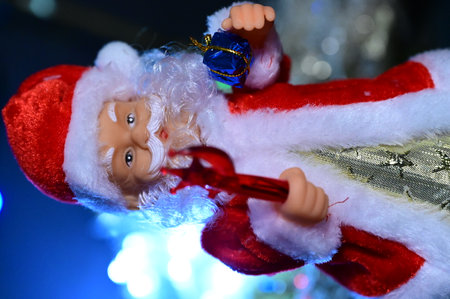 very beautiful colored glittering Christmas decorations close upの写真素材