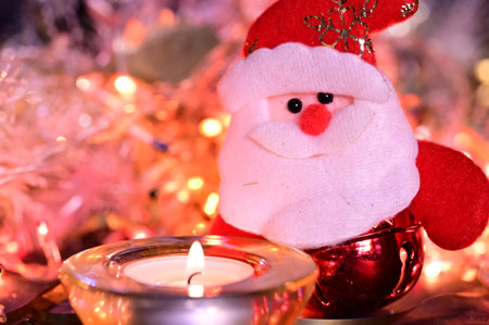 very beautiful colored glittering Christmas decorations close upの写真素材