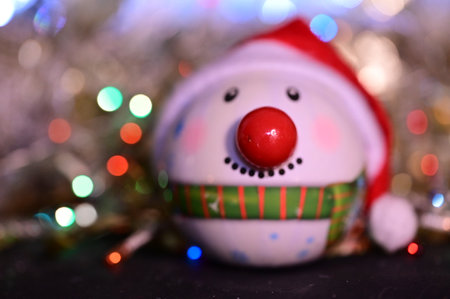 very beautiful colored glittering Christmas decorations close upの写真素材