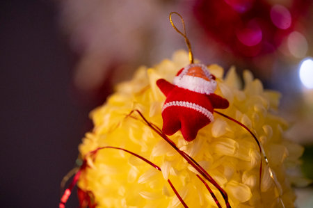 very beautiful colored glittering Christmas decorations close upの写真素材