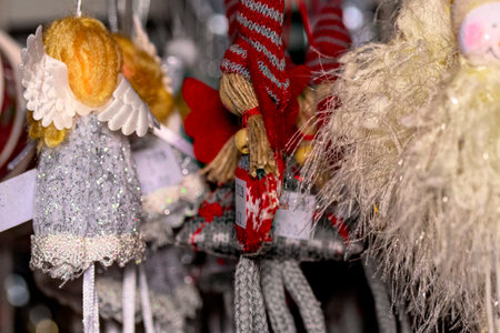 very pretty colorful glittering decorations  Santa close up