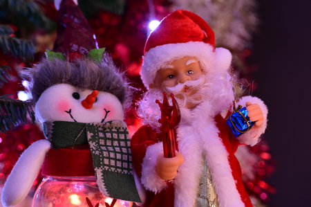 very pretty colorful glittering decorations  Santa close upの写真素材