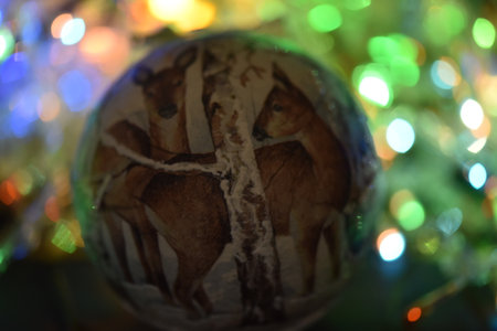 very nice colorful glittering decorations close upの写真素材