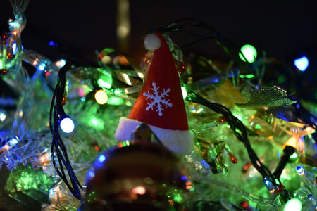 very nice colorful glittering decorations close upの写真素材