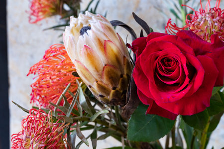 colored flower bouquet with close up