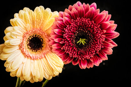 gerbera colorful flower with close upの写真素材