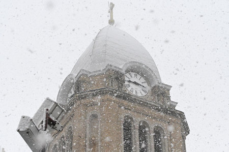 winter landscape beautiful snowfall in my villageの写真素材