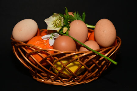 a basket with spring decorations for the holiday