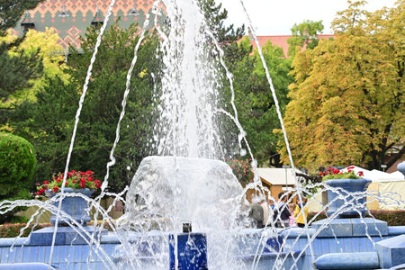 Fountain in the park, close-up, Moscow, Russiaの写真素材