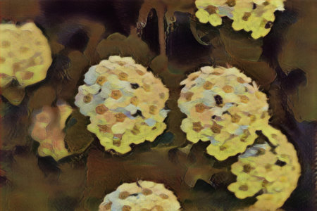Digital painting of a hydrangea flower. Abstract floral background.