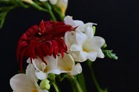 Bouquet of flowers on black background