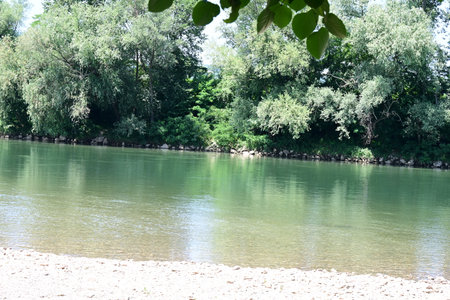 Beautiful view of the river on a sunny day in summer.の写真素材