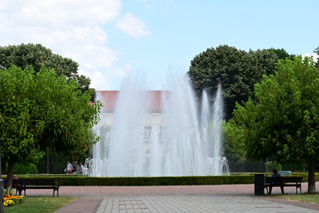 Fountain in the park of the city of Vilnius, Lithuaniaの写真素材