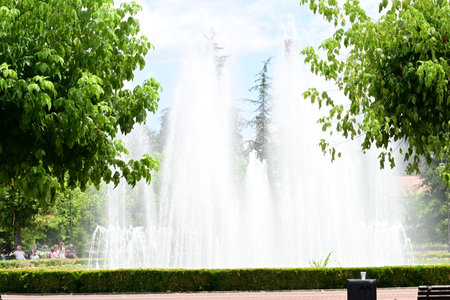 Fountains in the park of the city of Sofia, Bulgariaの写真素材