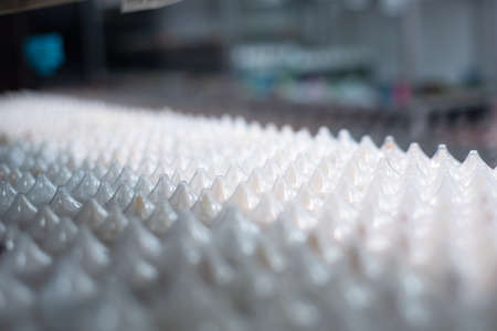 Rows of Plastic Vape Juice Liquid Bottles with Pointed Tops on Displayの写真素材