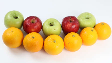 Fruit Photography isolated on  white background , Colorful fruit ,apple, banana, orange in different style.の写真素材