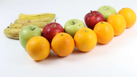 Fruit Photography isolated on  white background , Colorful fruit ,apple, banana, orange in different style.の写真素材