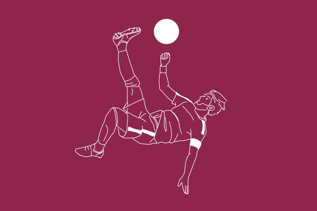 soccer player and football. Outline vector illustration.のイラスト素材