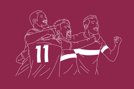 soccer player and football. Outline vector illustration.のイラスト素材