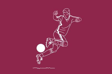 soccer player and football. Outline vector illustration.のイラスト素材