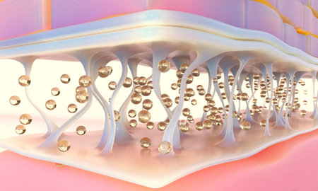 Diverse hyaluronic acid types in every skin layer. 3D renderingの写真素材