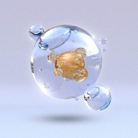Bubbles in the water on a white background. 3d renderの写真素材