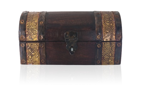 A small wooden chest of Asian origin.の写真素材