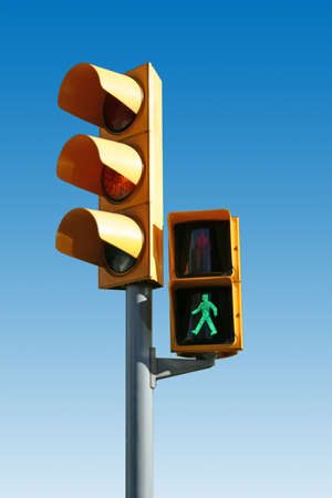 Traffic Lights With Green Manの写真素材