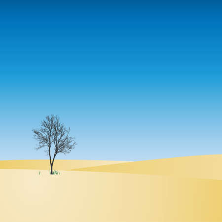 Desert landscape with treeのイラスト素材